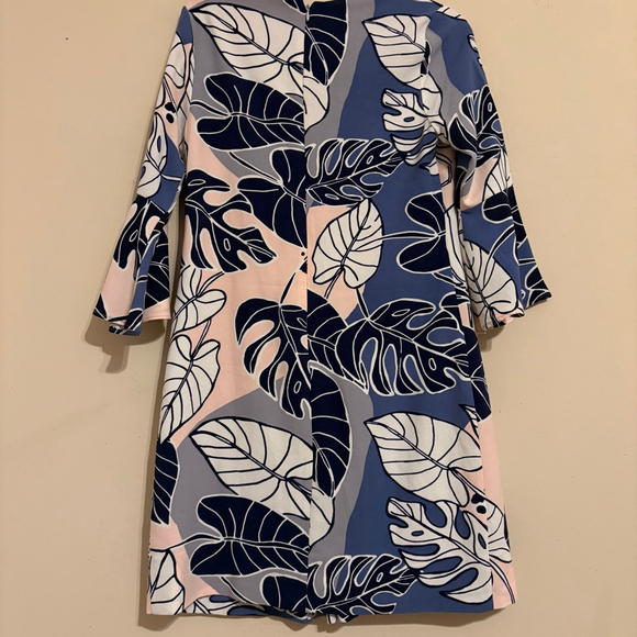 Women's Eva Mendes New York & Company Blue Pink Leaf Print Mini Dress XS - Picture 11 of 15